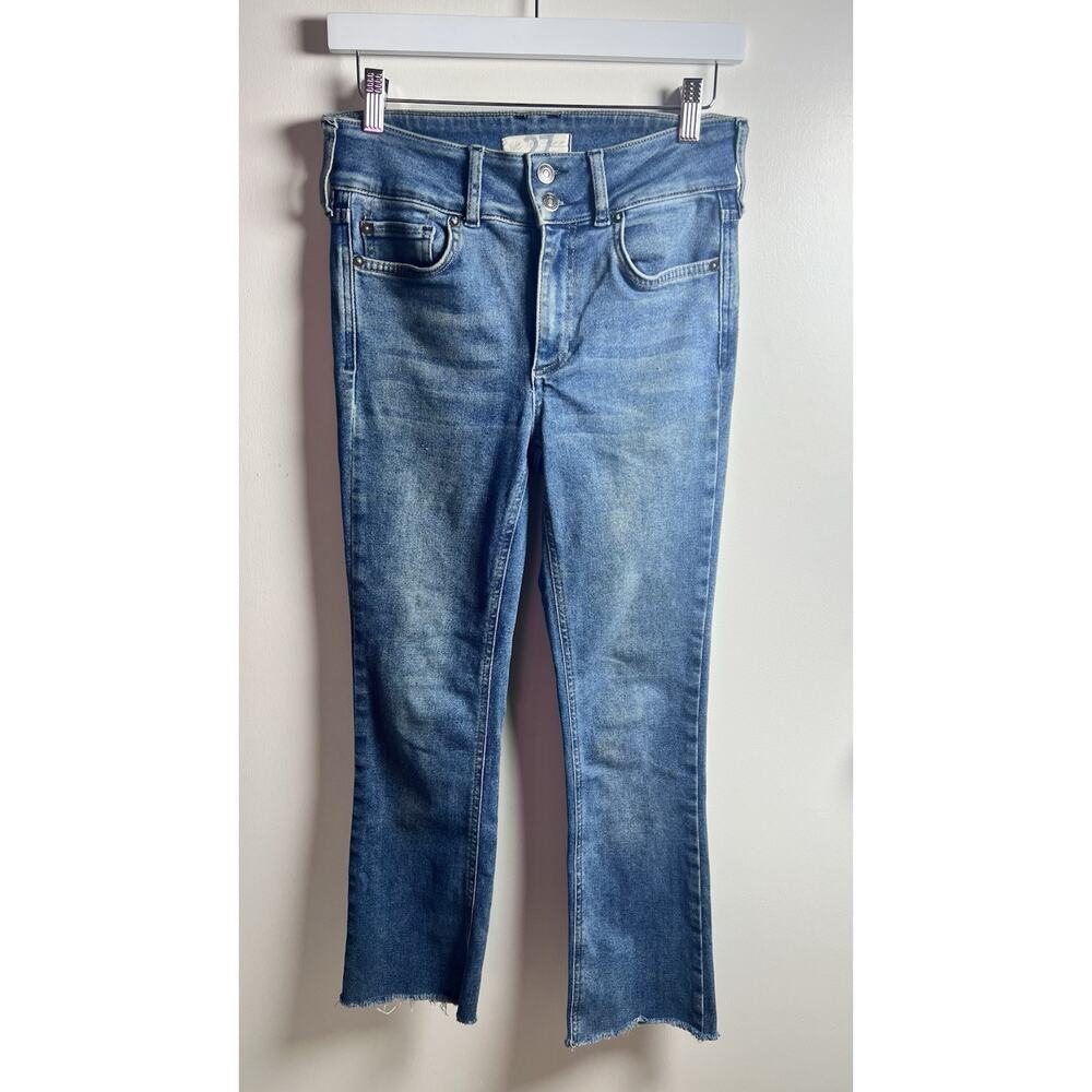 We The Free People Blue Shayla Skinny Bootcut Crop Flare Denim Size 27 Stretch